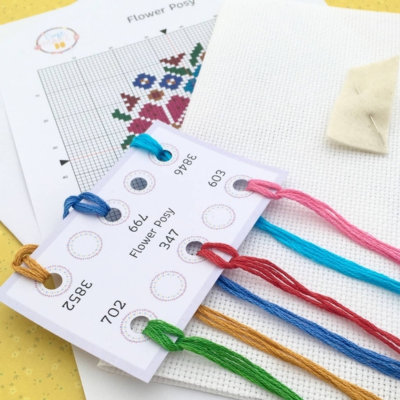 Posey Flower Cross Stitch Kit (4") - Picture 2 of 3